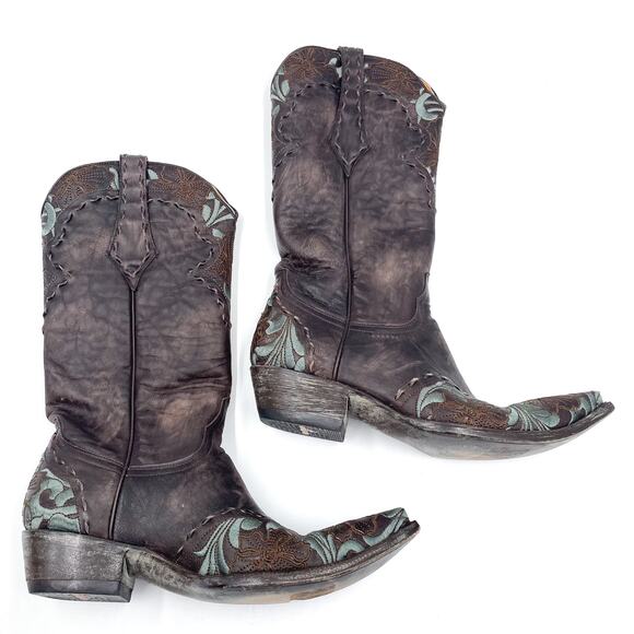 Old Gringo Erin Boots Brown Blue Leather Embroidered Western Cowboy Sz 9 - Picture 3 of 10